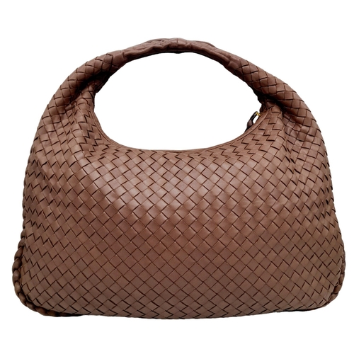 115 - A Bottega Veneta Brown Bag. Intrecciato leather exterior with gold-toned hardware, single handle/str... 