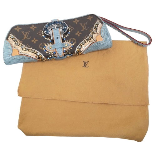 13 - A Louis Vuitton Monogram Les Extraordinaires Clutch Bag. Leather exterior with stone and stud embell... 