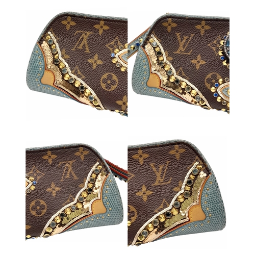 13 - A Louis Vuitton Monogram Les Extraordinaires Clutch Bag. Leather exterior with stone and stud embell... 