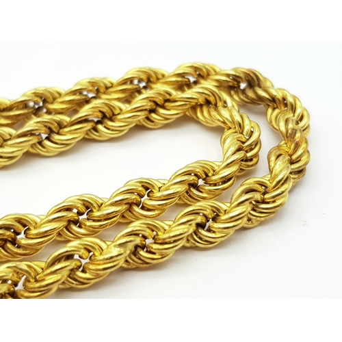 298 - A 9K Yellow Gold Rope Necklace. 45cm length. 12.4g weight.