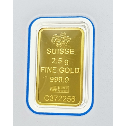 402 - A 2.5g Fine Gold (.999) Swiss Ingot. Comes in a self contained package.