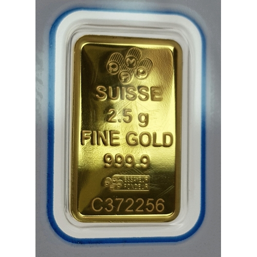 402 - A 2.5g Fine Gold (.999) Swiss Ingot. Comes in a self contained package.