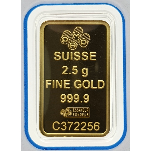 402 - A 2.5g Fine Gold (.999) Swiss Ingot. Comes in a self contained package.