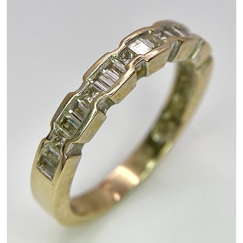 66 - An 18K Yellow Gold Diamond Half-Eternity Ring. Mixed cut diamonds - 0.50ctw. Size P. 4.1g total weig... 