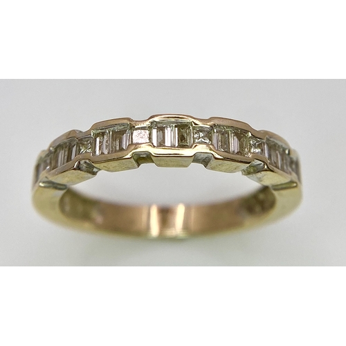 66 - An 18K Yellow Gold Diamond Half-Eternity Ring. Mixed cut diamonds - 0.50ctw. Size P. 4.1g total weig... 