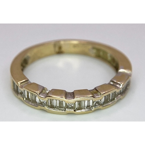 66 - An 18K Yellow Gold Diamond Half-Eternity Ring. Mixed cut diamonds - 0.50ctw. Size P. 4.1g total weig... 