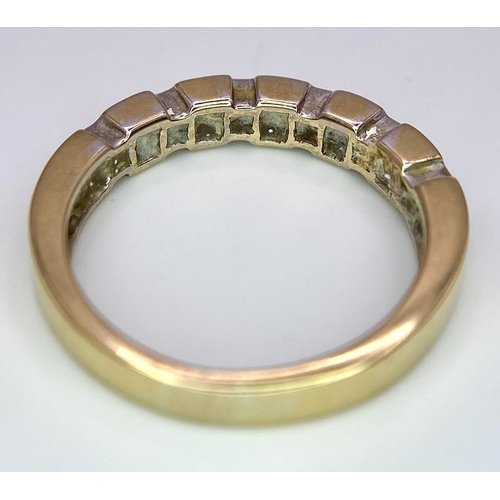 66 - An 18K Yellow Gold Diamond Half-Eternity Ring. Mixed cut diamonds - 0.50ctw. Size P. 4.1g total weig... 