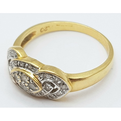 666 - An 18K Yellow Gold (tested) Diamond Cluster Ring. Size O. 4g total weight.