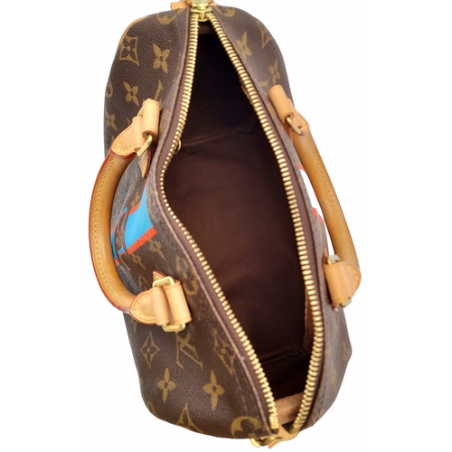 81 - A Louis Vuitton Monogram Stripe Canvas Speedy Perso Bag. LV monogram canvas exterior with C.L. initi... 