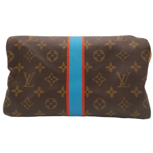 81 - A Louis Vuitton Monogram Stripe Canvas Speedy Perso Bag. LV monogram canvas exterior with C.L. initi... 