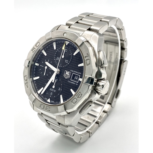 12 - A TAG HEUER AQUARACER CALIBRE 16 AUTOMATIC GENTS WATCH - STAINLESS STEEL BRACELET AND CASE - 44MM. W... 