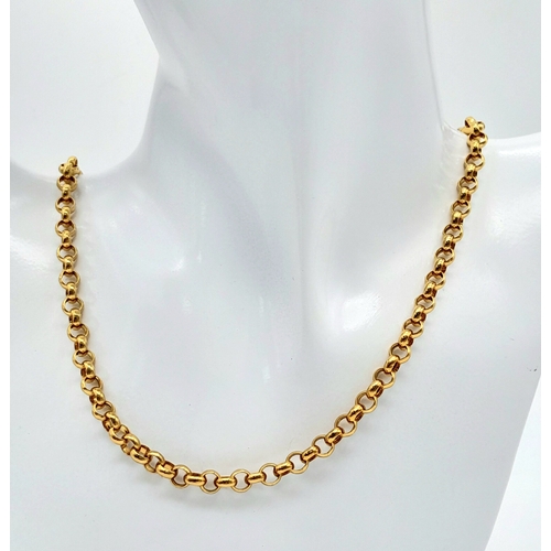 24 - An Italian 9K Yellow Gold Belcher Chain/Necklace. 48cm. 12.2g weight.