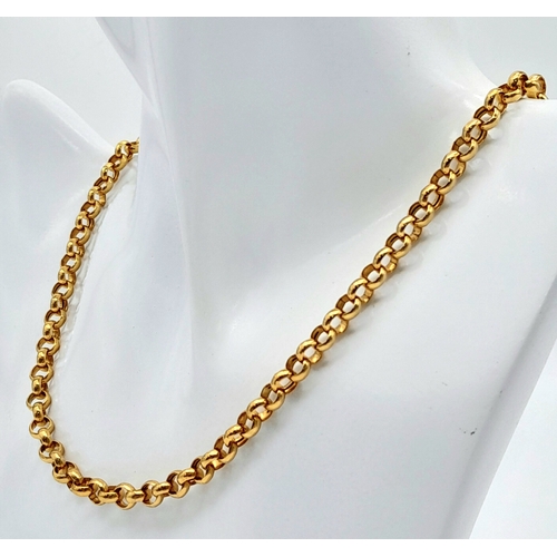 24 - An Italian 9K Yellow Gold Belcher Chain/Necklace. 48cm. 12.2g weight.