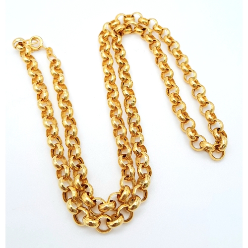 24 - An Italian 9K Yellow Gold Belcher Chain/Necklace. 48cm. 12.2g weight.