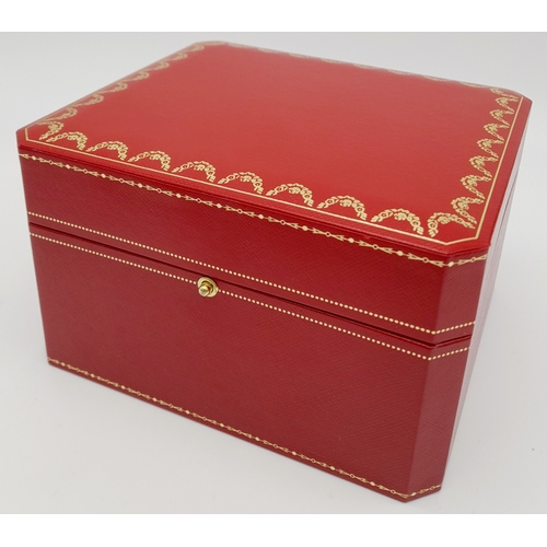 486 - A Cartier Watch Case. Red exterior, plush black textile interior. For a large watch.