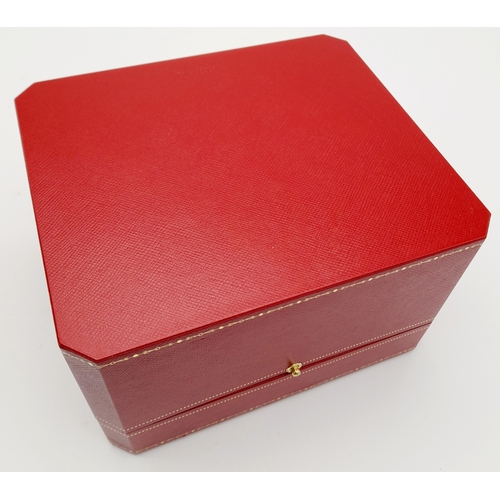 486 - A Cartier Watch Case. Red exterior, plush black textile interior. For a large watch.