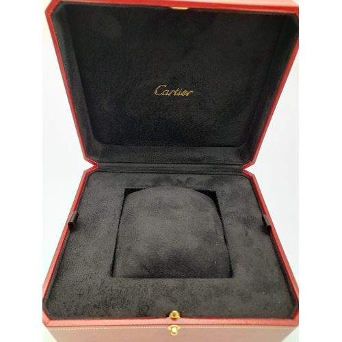 486 - A Cartier Watch Case. Red exterior, plush black textile interior. For a large watch.