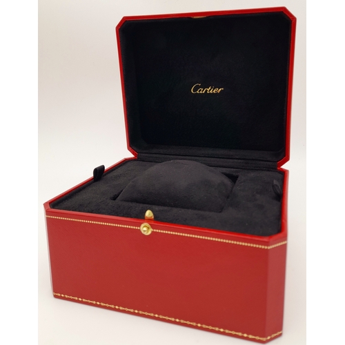 486 - A Cartier Watch Case. Red exterior, plush black textile interior. For a large watch.