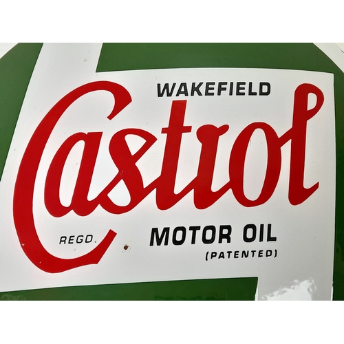 94 - An Iconic Vintage Castrol Motor Oil Circular Enamel sign. In good condition for its age - has a few ... 