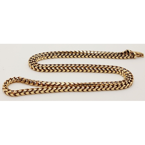 15 - A beautiful 9 K yellow gold heavy chain necklace with a herringbone design, length: 63 cm, weight: 4... 