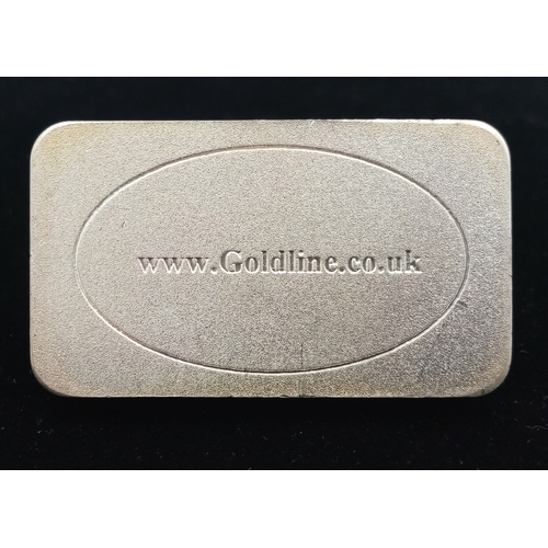 214 - A FINE SILVER 999.9 BAIRD & CO BULLION MERCHANTS LONDON BAR. 5.7cm length, 100g weight. Ref: SC 8081