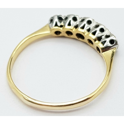 235 - AN 18K YELLOW GOLD VINTAGE DIAMOND 5 STONE RING, Size J, 1.6g total weight. Ref: SC 8066