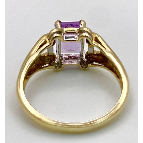 465 - A 9K two tone amethyst ring, 2.9g size P (amethyst: 1.60ct).

ref: TB07