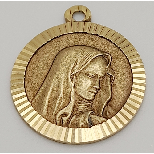 505 - A 9ct Yellow Gold Religious Medallion Pendant/Charm, 2.9g weight, approx 20mm x 17mm.

ref: SH1477I