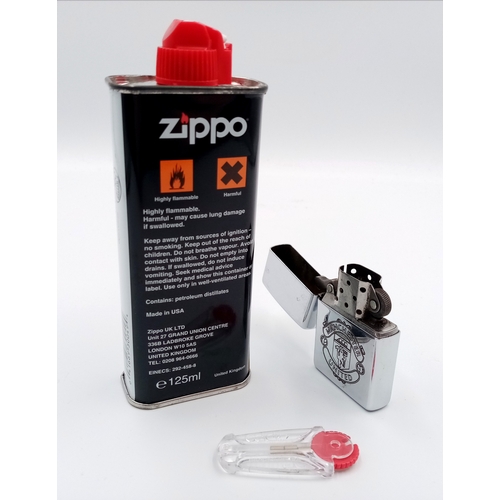 515 - A Manchester United Zippo Lighter Box Set with Tool and Empty Lighter Fluid Can. UK MAINLAND SALES O... 