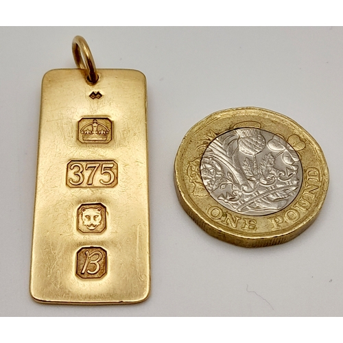 99 - A 9K YELLOW GOLD FULL HALLMARKED FRONT DOG TAG. 4.4cm length, 7.7g weight. Ref: SC 8011