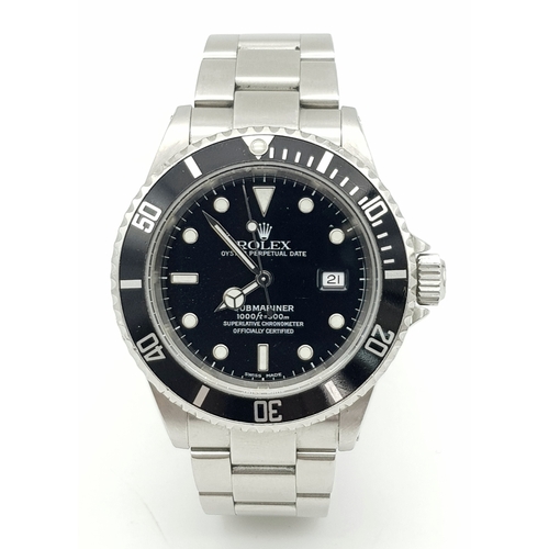 10 - A Rolex Submariner Oyster Perpetual Date Watch. Stainless steel bracelet and case - 40mm. Black dial... 