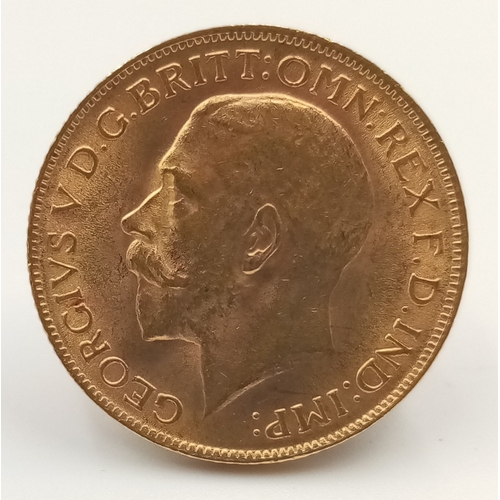 367 - A 22 K yellow gold,  King George V, 1913, full weight: (8 g), in good condition but please see photo... 