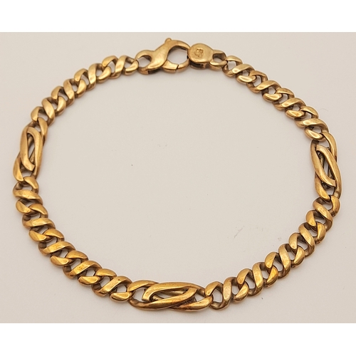 395 - An Italian design, hand made, 9 K yellow gold fancy chain bracelet, length: 21.5 cm, weight: 17.2 g