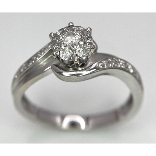 502 - A 9K WHITE GOLD DIAMOND RING. 0.25ctw, Size L, 2.3g total weight. Ref: 8034