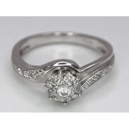 502 - A 9K WHITE GOLD DIAMOND RING. 0.25ctw, Size L, 2.3g total weight. Ref: 8034