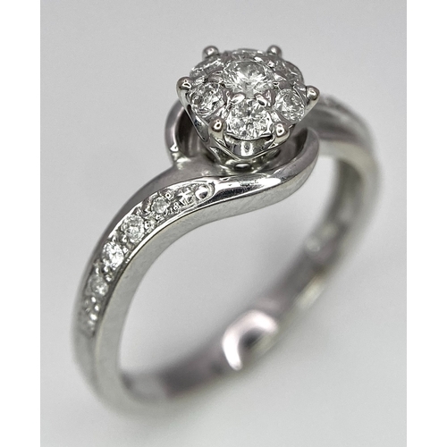 502 - A 9K WHITE GOLD DIAMOND RING. 0.25ctw, Size L, 2.3g total weight. Ref: 8034