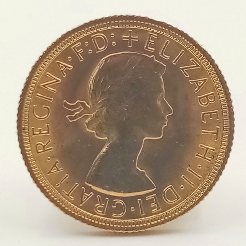 409 - A 22 K yellow gold, Queen Elizabeth II, 1967, sovereign, full weight (8 g.), good condition, but ple... 