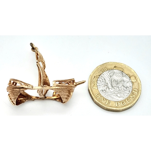 419 - A 9K YELLOW GOLD PIRATE SHIP CHARM. 3.4cm length, 5.2g weight. Ref: SC 8138