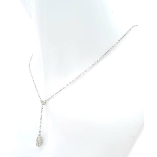 232 - A 18ct White Gold Diamond Pave Drop Necklace, 18” length, 3.1g weight, approx 31mm drop.

ref: SH673... 