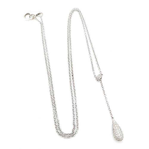 232 - A 18ct White Gold Diamond Pave Drop Necklace, 18” length, 3.1g weight, approx 31mm drop.

ref: SH673... 