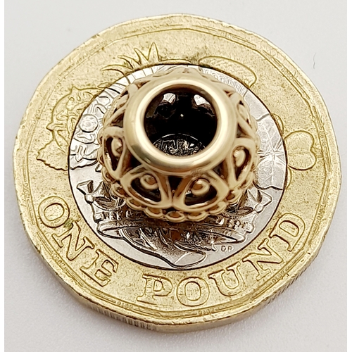 446 - A 14K YELLOW GOLD PANDORA CHARM. 9mm length, 2.2g weight. Ref: SC 8135