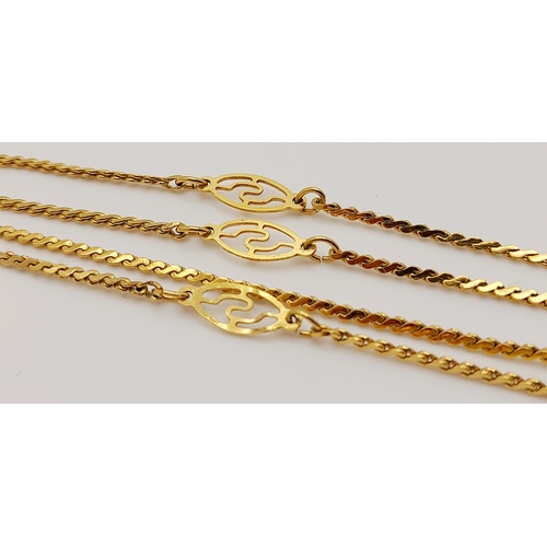 452 - A 9 K yellow gold fancy chain necklace , length: 47 cm, weight: 2.4 g.