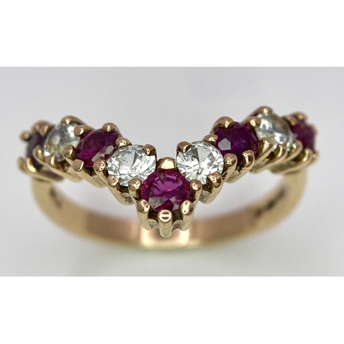 479 - A 9ct Yellow Gold Clear and Red Stone Set Ring, size N, 3.1g weight.

ref: SH1469I