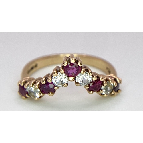 479 - A 9ct Yellow Gold Clear and Red Stone Set Ring, size N, 3.1g weight.

ref: SH1469I