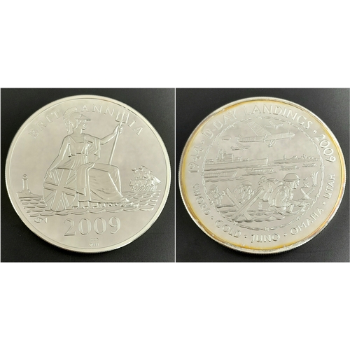 382 - A Mint, Limited Edition, Fine Silver (999) 5 Ounce 2009, 65th Anniversary of the D-Day Landings Brit... 