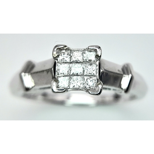 75 - AN 18K WHITE GOLD DIAMOND RING. 0.25ctw, Size M, 5.1g total weight. Ref: SC 8067