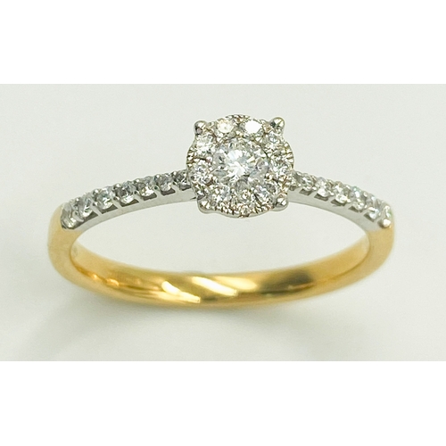 271 - AN 18K YELLOW GOLD DIAMOND RING - 0.30CT. 2.5G. SIZE N.