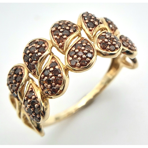 516 - A 9K YELLOW GOLD COLOURED DIAMOND SET RING. 0.80ctw, Size N, 2.2g total weight. Ref: SC 8036