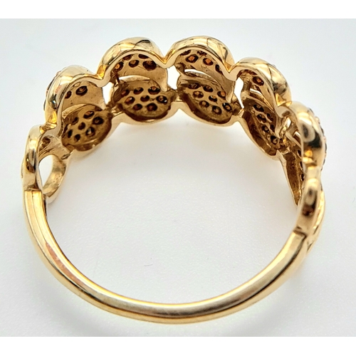 516 - A 9K YELLOW GOLD COLOURED DIAMOND SET RING. 0.80ctw, Size N, 2.2g total weight. Ref: SC 8036