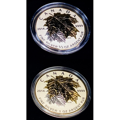 368 - A Full Cased Set of 2014 Fine Silver (.9999) Maple Leafs. Queen Elizabeth on the Obverse. This is th... 